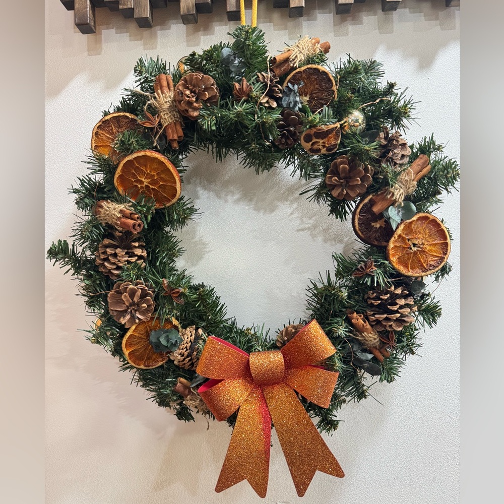 Rustic Christmas Wreath with Lights 15” includes door hook. - Picture 3 of 14